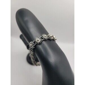 Vintage Mexico 925 Sterling Silver Sunburst Link Bracelet 925 Floral Daisy